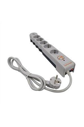 Tunçmatik Beşli 1.5 Metre Kablolu 2 USB Akım Korumalı Priz Beyaz 1050 Joule TSK5015