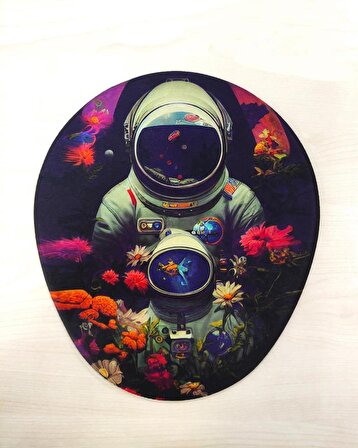 Astronot Desenli Bilek Destekli Oval Mousepad