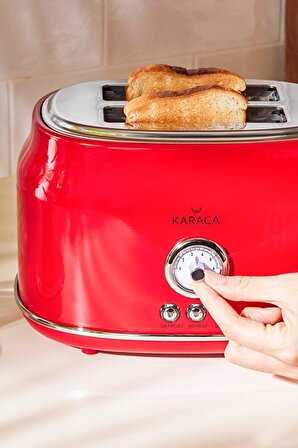 Retro Ekmek Kızartma Makinesi Kırmızı