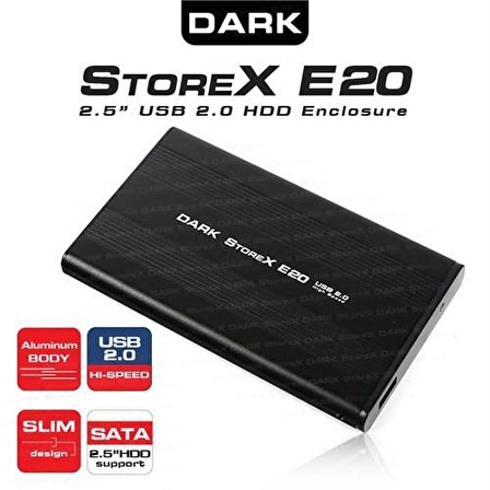 Dark DK-AC-DSE20 StoreX E20 2.5 inch SATA USB 2.0 Alüminyum Harici Harddisk Kutusu