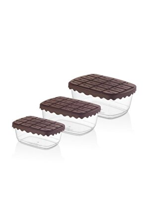 Choco Box Çikolata Kapaklı Saklama Kabı 3'lü Set