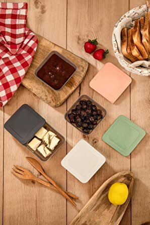 Piknik Kahvaltılık Mini Saklama Kabı Kapaklı 4'lü Set