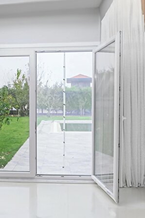Forvet Çift Kanat Cırtlı Sineklik Kapı Seti 2 Ad. 65x220 cm + 5.6 Metre Bant ve Mıknatıs Hediyeli