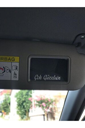 Craftidea® Çok Güzelsin Dikiz Aynası Sticker Oto Beyaz Tuning Sticker 8x1,6 cm Folyo Etiket