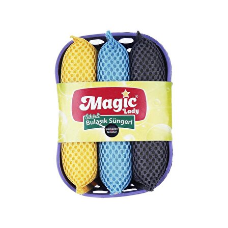 Magic Lady 3lü Set Sihirli Bulaşık Süngeri Çok Renkli