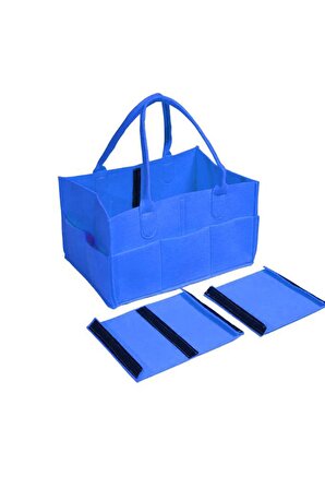 Katlanabilir Taşınabilir Keçe Organizer Çanta Mavi Renk