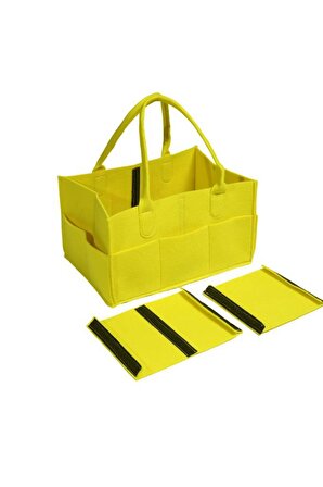Katlanabilir Taşınabilir Keçe Organizer Çanta Sarı Renk