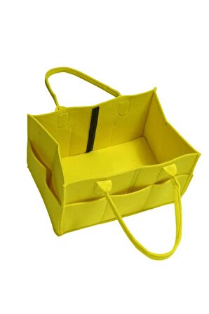 Katlanabilir Taşınabilir Keçe Organizer Çanta Sarı Renk
