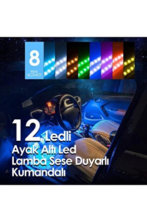 Ayak Altı Led 12 Ledli Lamba Sese Duyarlı Led Müziğe Duyarlı Led