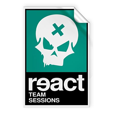 Craftidea® React Skull Tuning Sticker 20x30 cm Folyo Etiket Oto Sticker Araba Buzdolabı Sticker Siyah