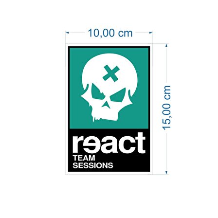 Craftidea® React Skull Sticker 10x15 cm Folyo Etiket Laptop Oto Sticker Araba Buzdolabı Sticker Siyah