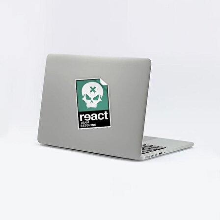 Craftidea® React Skull Sticker 10x15 cm Folyo Etiket Laptop Oto Sticker Araba Buzdolabı Sticker Siyah