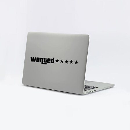 Craftidea® Wanted Sticker 14x2 cm Etiket Laptop Ayna Oto Sticker Araba Buzdolabı Sticker Siyah