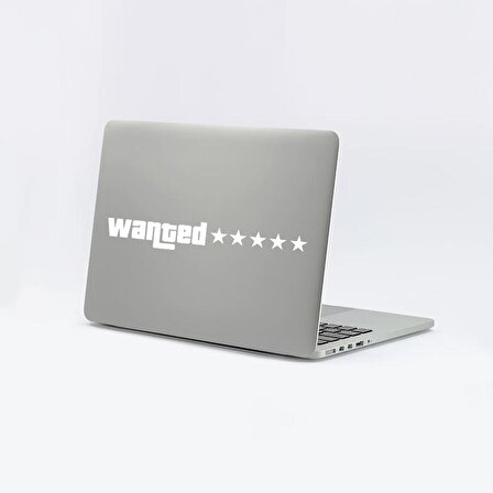 Craftidea® Wanted Sticker 14x2 cm Etiket Laptop Ayna Oto Sticker Araba Buzdolabı Sticker Beyaz