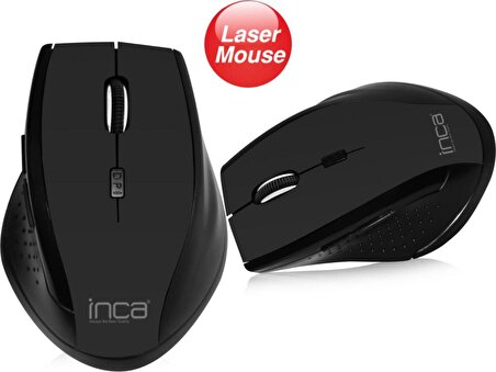 Inca IWM-500GL 2.4GHz 1600Dpi Laser Wireless Nano Alıcılı Siyah Mouse