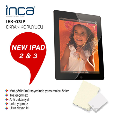 Inca 9.7'' iPad 2/New iPad Şeffaf Ekran Koruyucu Film IEK-03IP