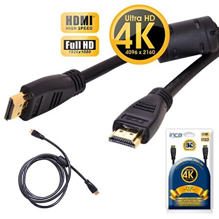 Inca IHS-05 5 Metre Altın Uçlu 4K Ultra HD 3D HDMI Kablo