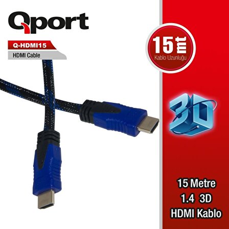 QPORT 15,0m HDMI KABLO,ALTIN UÇLU Q-HDMI15
