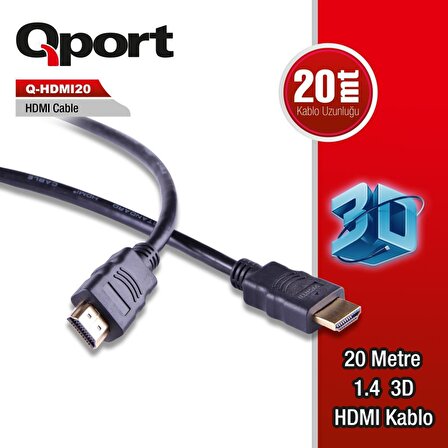 QPORT Q-HDMI20 20,0m HDMI KABLO,ALTIN UÇLU