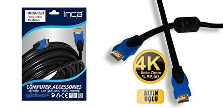 Inca IMHD-150T 15 Metre 4K 1,4 V 3 D Altın Uçlu HDMI Kablo