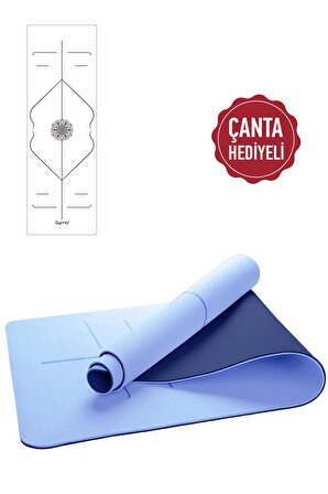 Gymo Hizalamalı 6mm TPE Yoga Matı Pilates Minderi Açık Mavi