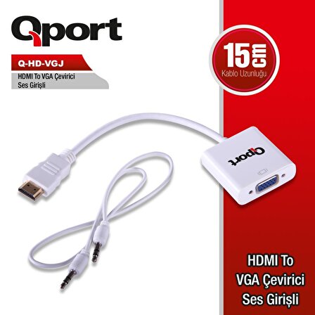 Q-PORT HDMI--- VGA+SES ÇEVİRİCİ