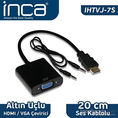 Inca IHTVJ-7S HDMI to VGA Siyah Jaklı Ses Kablosu
