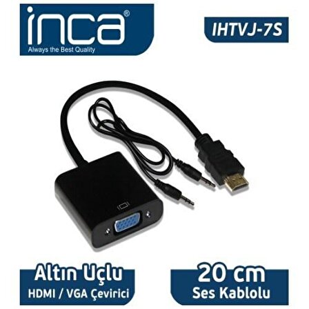 Inca IHTVJ-7S HDMI to VGA Siyah Jaklı Ses Kablosu