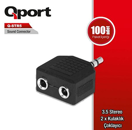QPORT Q-STR5 3,5mm STEREO => 2*KULAKLIK Çevirici Adaptör