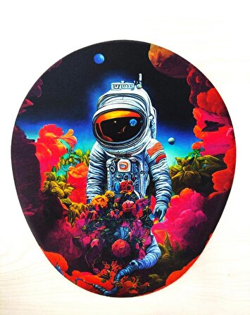 Mistik Astronot Desenli Bilek Destekli Oval Mousepad