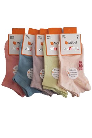Dündar Kız Çocuk Modal Dikişsiz  Patik Kısa Çorap 6 lı paket