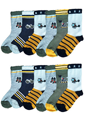 Ekinoks Erkek Çocuk Figürlü Soket Çorap 12 li Paket Asorti