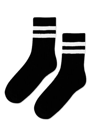 6lı Erkek Unisex Çizgili Soket Çorap Pamuklu Tenis Ekonomik Spor