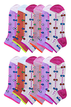 12li Kız Çocuk Patik Kısa Çorap Mevsimlik Pamuklu Çorap
