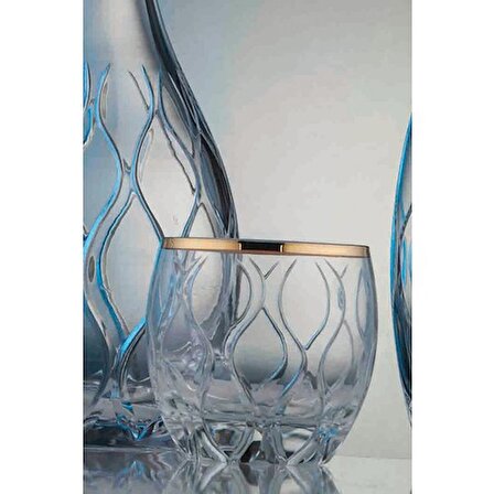 Kcd Kilim Altın Kesme El Dekor Yaldızlı 6 Adet Desenli Su Bardağı Takımı