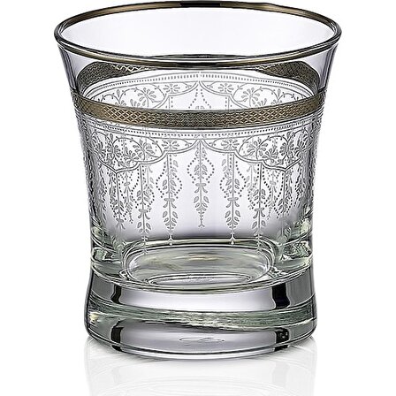 Kcd Efruz Platin Kesme El Dekor Yaldızlı 6 Adet Desenli Su Bardağı Takımı