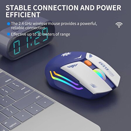 Mavi RGB Şarjlı Kablosuz 1600DPI Işıklı Kablosuz Mouse Bwm1
