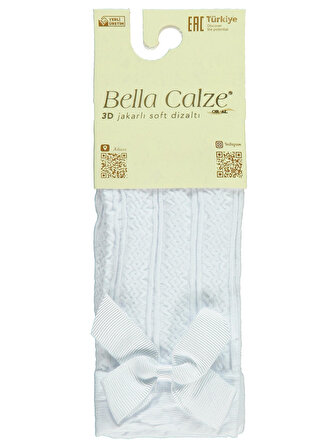 Bella Calze Kız Çocuk Dizaltı Çorap 2-12 Yaş Beyaz