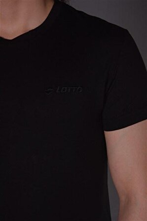 Lotto Erkek Siyah Pamuklu T-Shirt - Soft Tee Pl - R8225