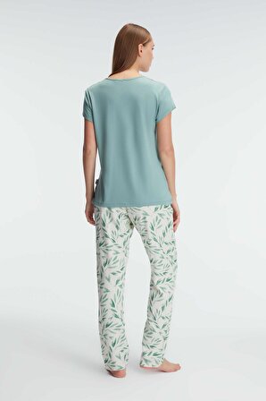 Anıl Kadın Yeşil Kısa Kol Pijama Takımı 9875  