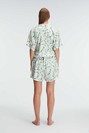 Anıl Kadın Yeşil Kısa Kol Şortlu Pijama Takımı 9876 