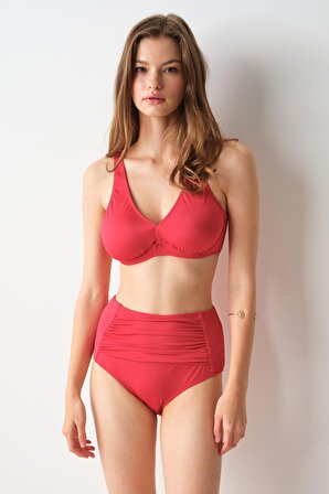 Bardot Yüksek Bel Bikini Tek Alt Kırmızı 239205