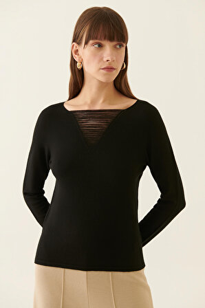 Perias Siyah Renk Kadın Triko Bluz