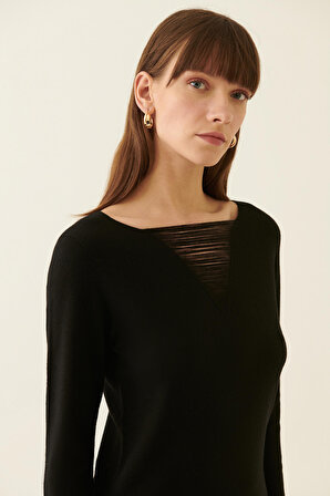 Perias Siyah Renk Kadın Triko Bluz