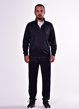 Lotto W1115-Brando Suit Dik Yaka Bağlamalı Standart Kalıp İçi Polarlı Siyah Erkek Eşofman Takımı