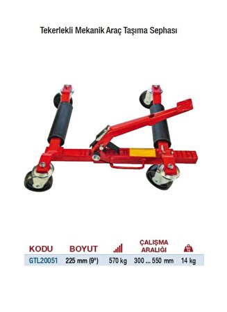 Gar Tool Mekanik Tekerlekli Araç Taşıma Sehpası GTL20051 9"