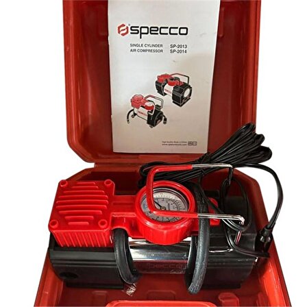 Specco 12V DC Ledli Mini Araç Kompresörü Top ve Bot Şişirme Aparatlı 150 Psı SP-2014