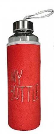 My Bottle 470 ml Kırmızı Peluşlu Cam Matara