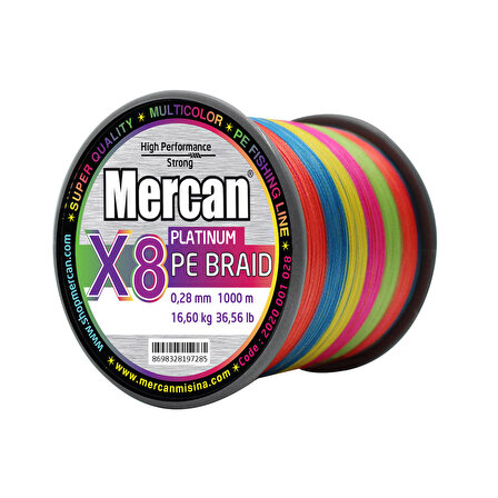 Mercan Pe Örgü Platinum X8 Multicolor ip 1000m Misina