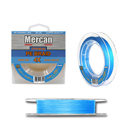Mercan Premium PE X4 Mavi Renk Örgü İp 150m Makara Misina